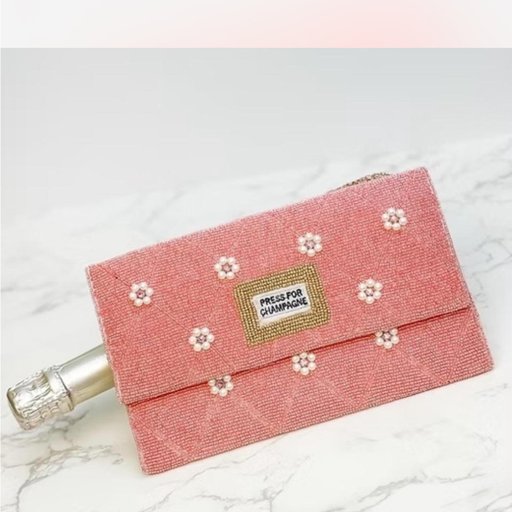 Press for Champagne Pink Beaded Purse